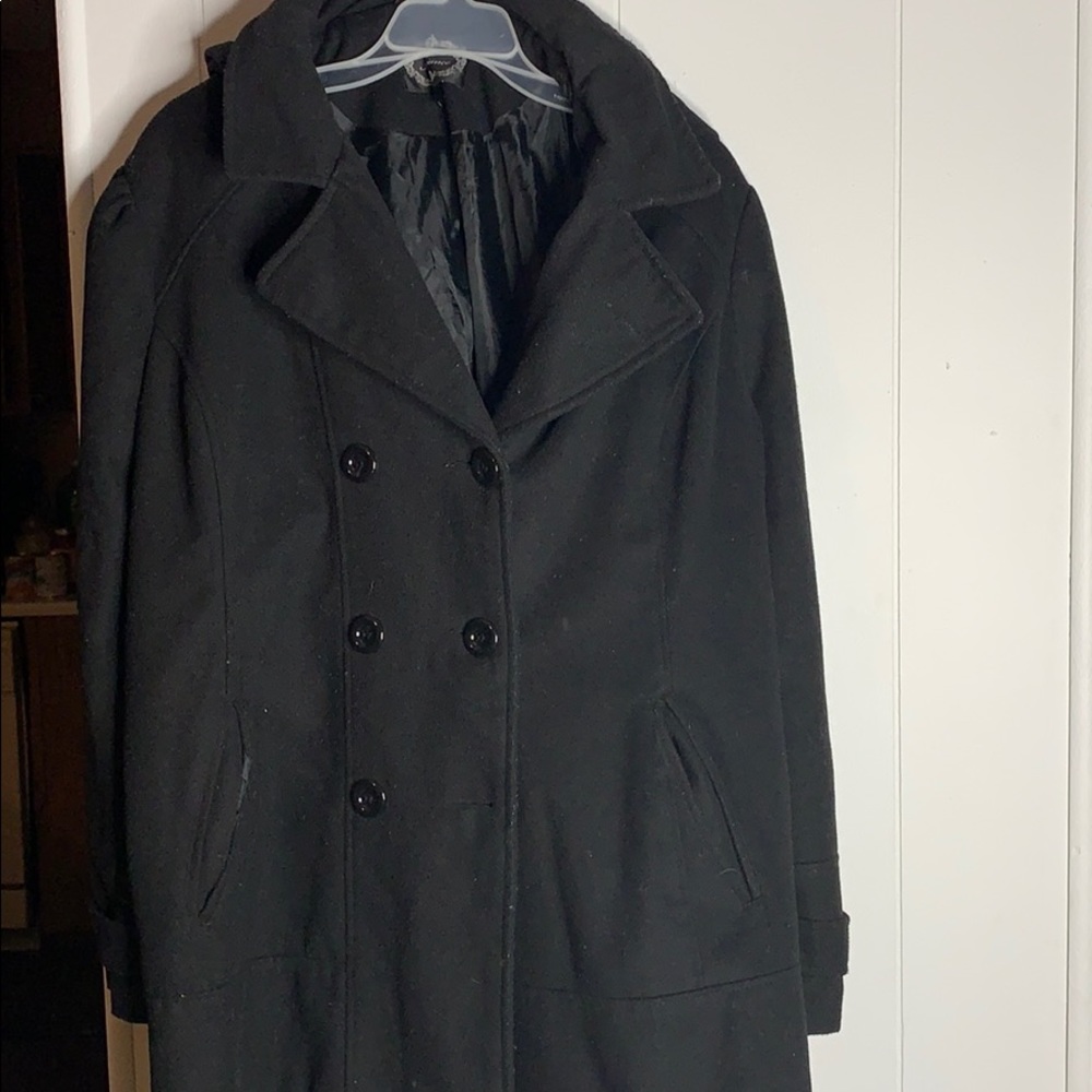 Woman’s black trench coat